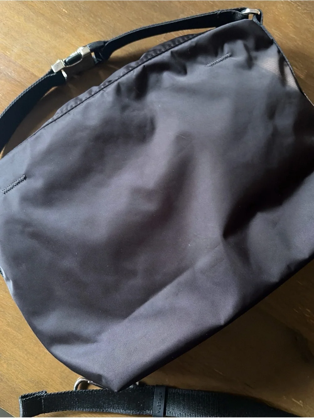 Athleta Black Simone biles Crossbody Bag satchel black like new satin bucket